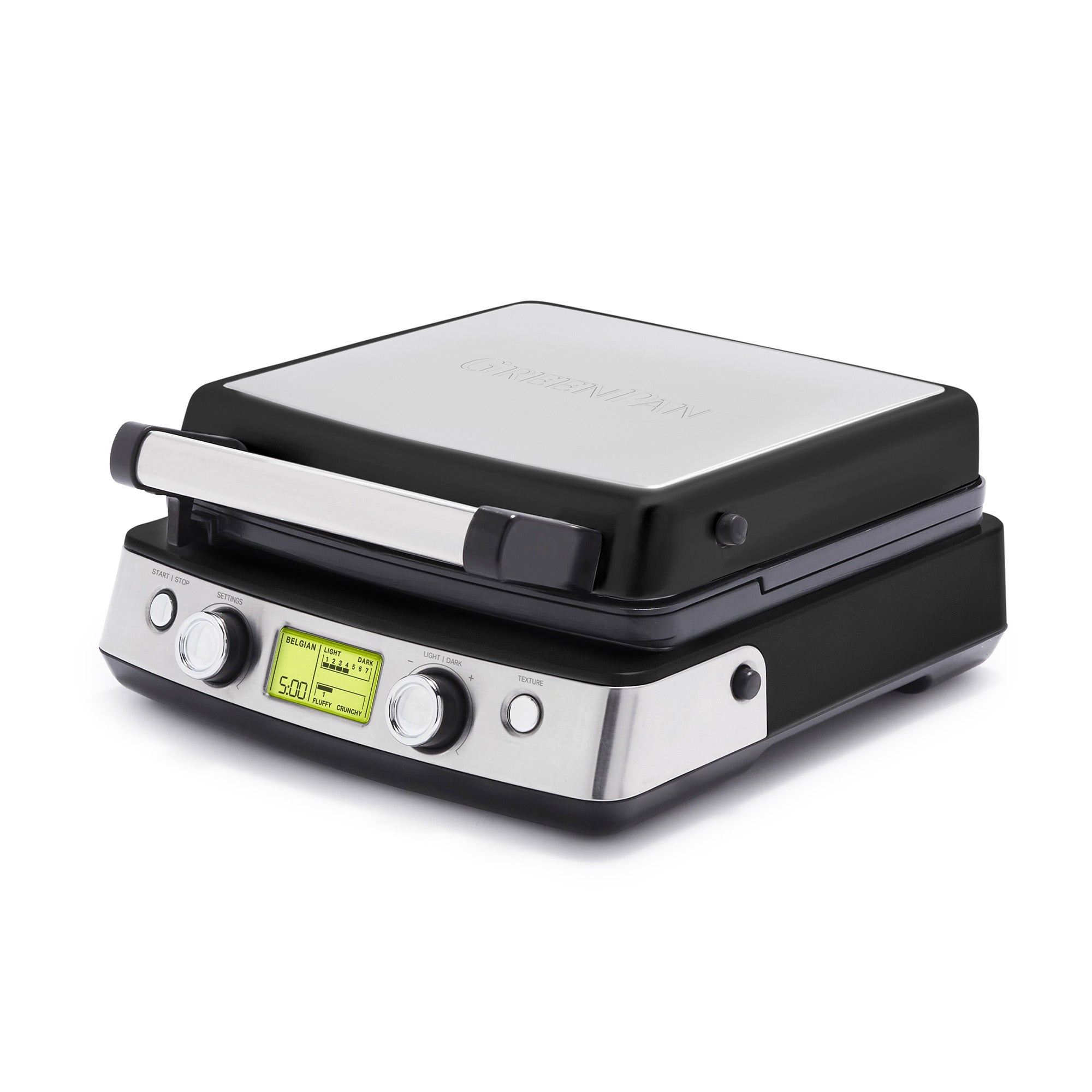 GreenPan Elite 4-Square Belgian Waffle Iron with Ceramic Nonstick Plates Online Hot Sale