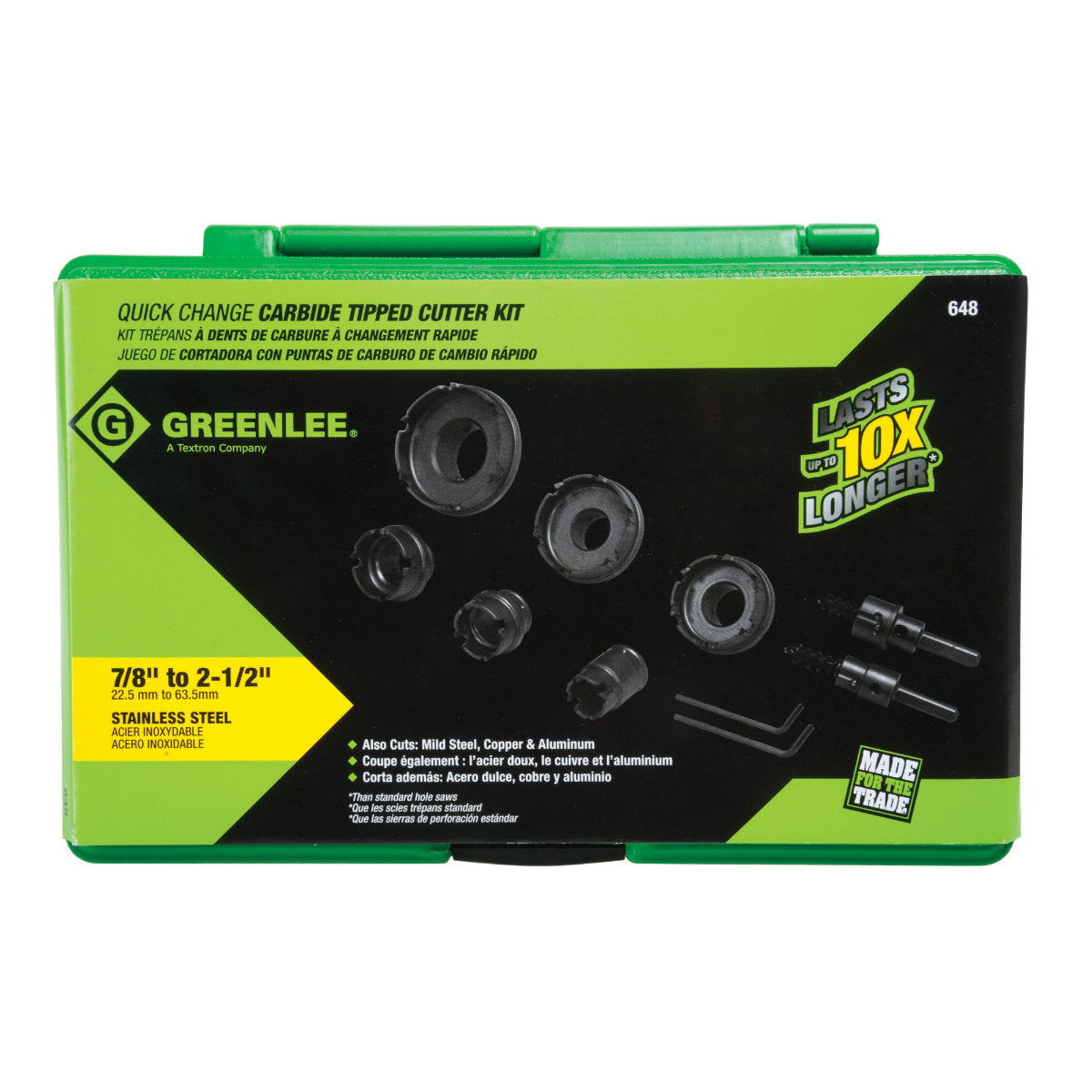 Greenlee 648 8 Piece Quick Change Carbide Hole Cutter Kit, 1/2″ – 2-1/2″ Hot on Sale