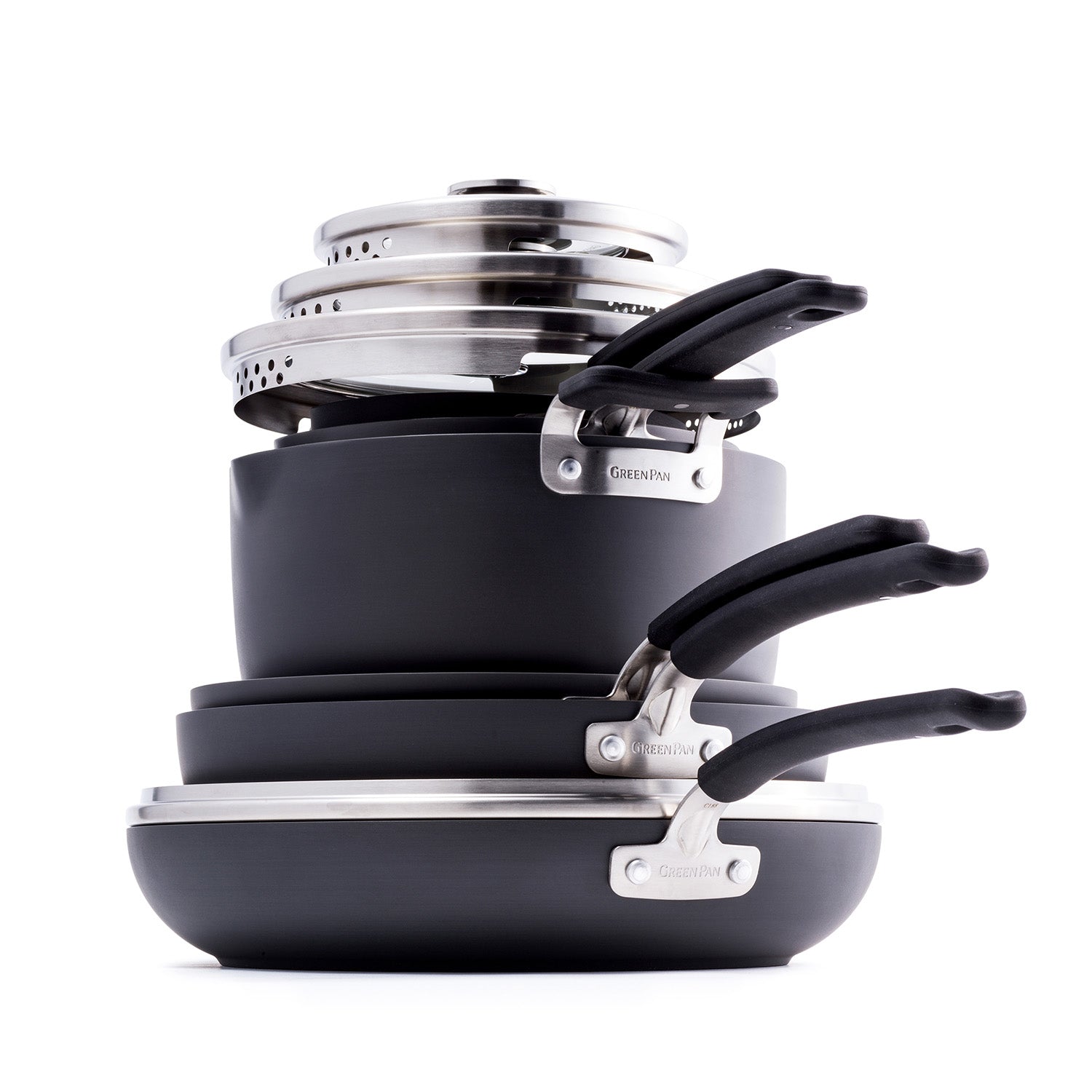 GreenPan Levels Stackable Hard Anodized 11 Piece Cookware Set Fashion
