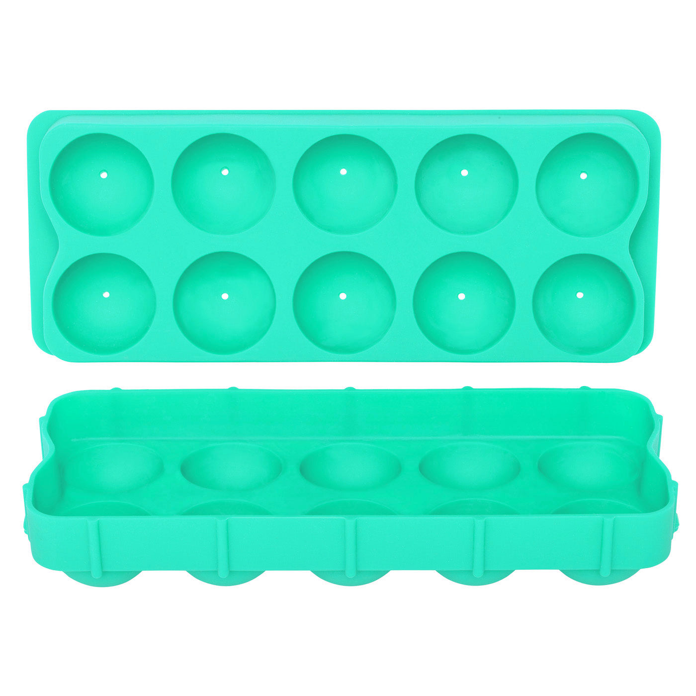 HIC Silicone Cannonball Sphere Whiskey Ice Ball Mold Tray, Vintage Blue Supply