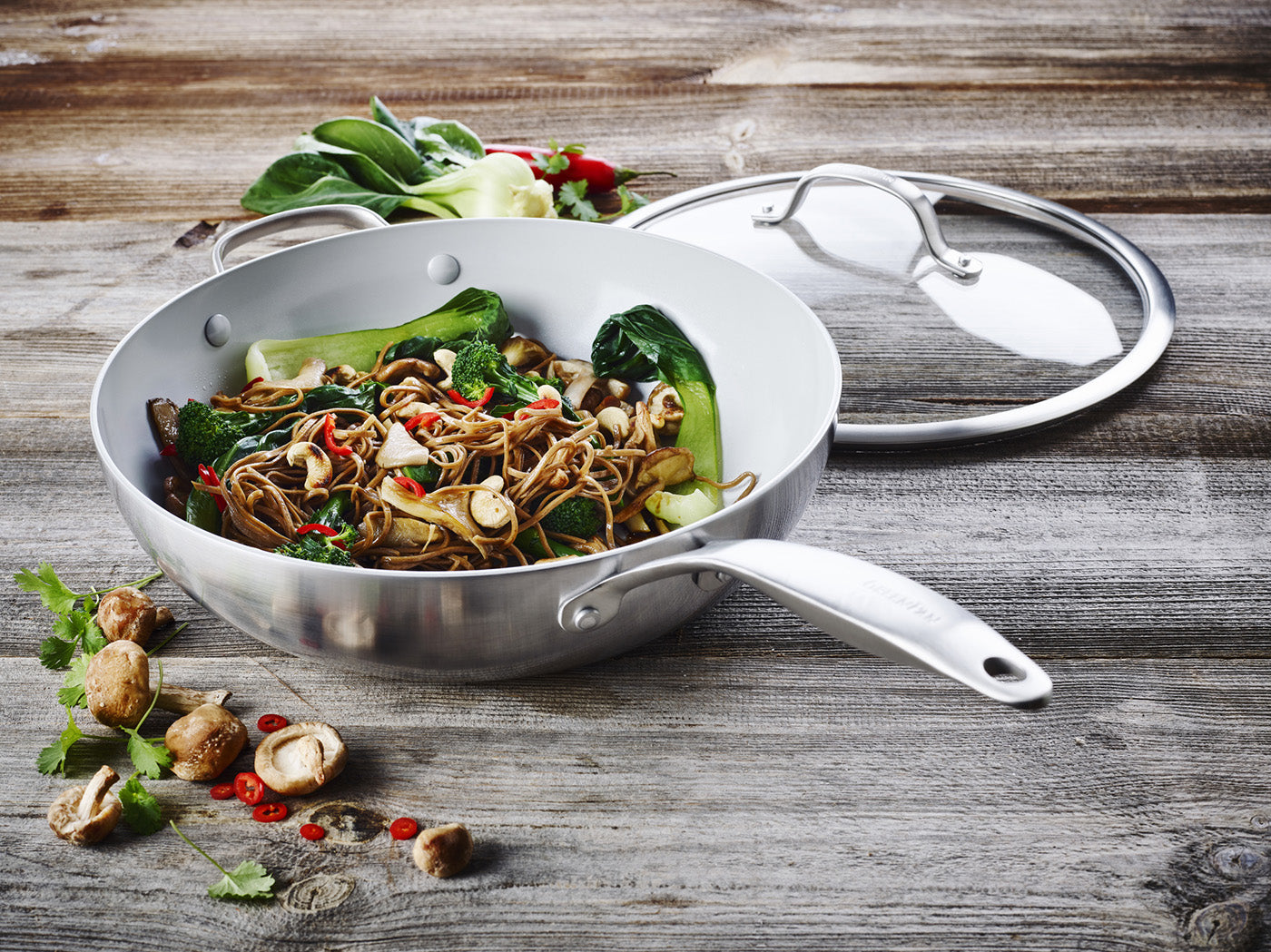 GreenPan Venice Pro 12″ 5 Quart Covered Wok with Helper Handle Fashion