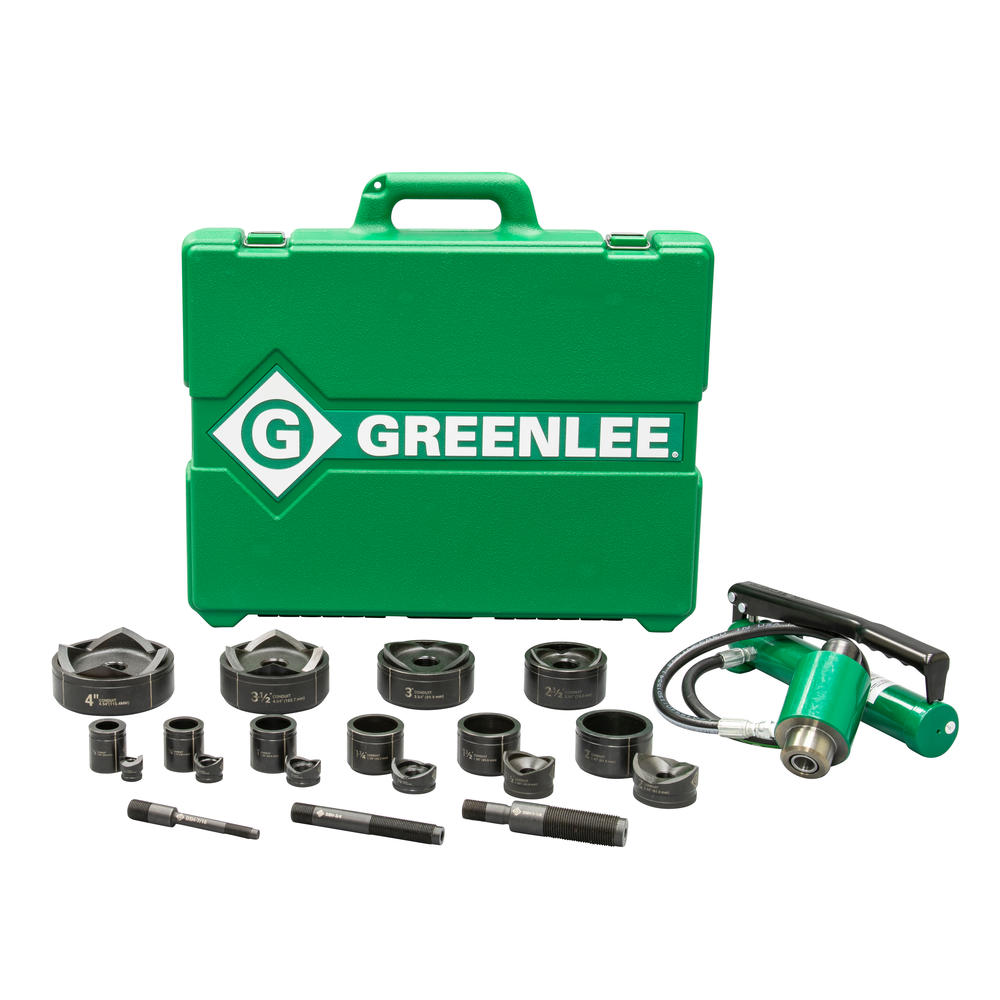 Greenlee 7310 Driver, Hand Pump, Standard Punches, Dies, and Draw Studs for 1/2 in. through 4in. Conduit, steel case. Online