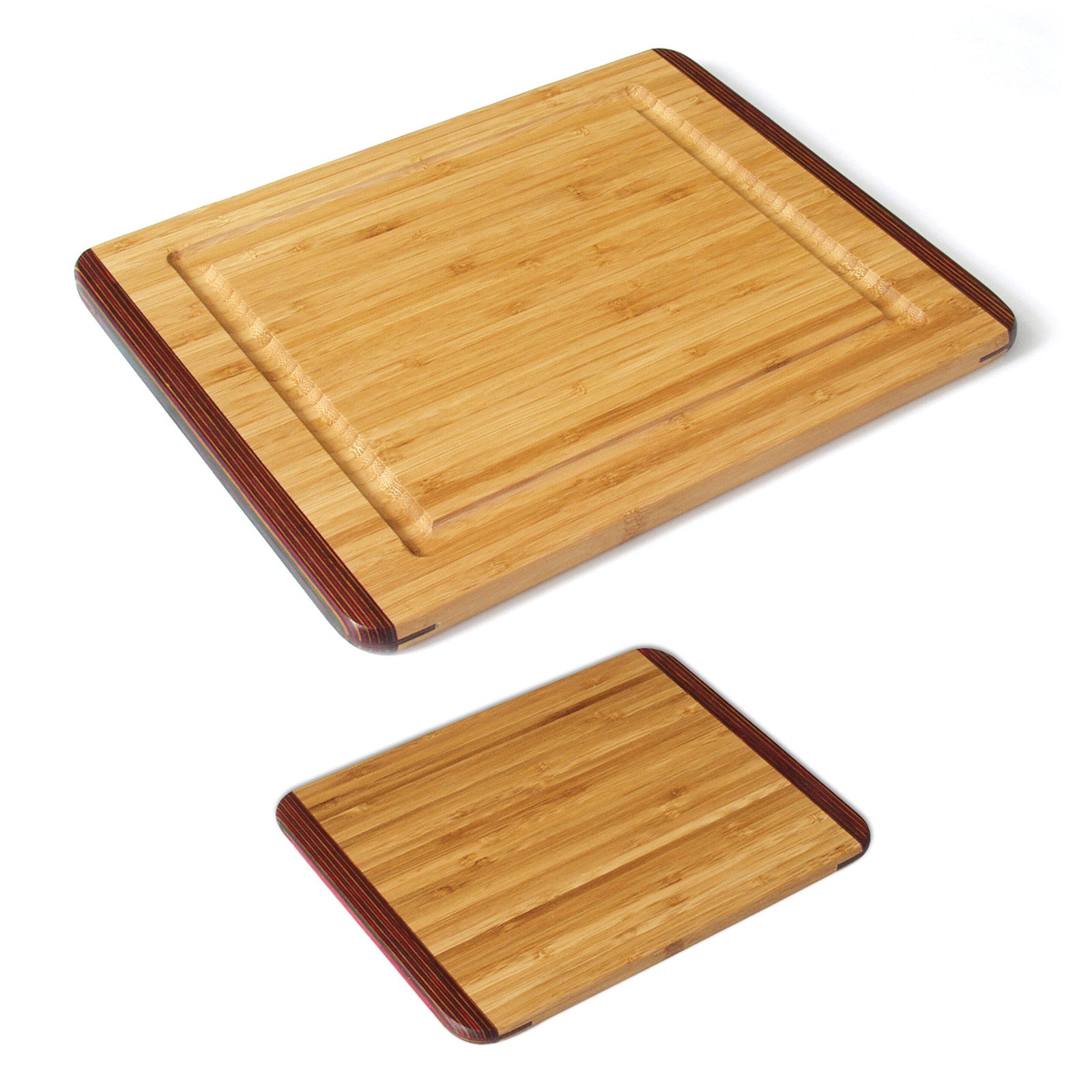 Island Bamboo Pakkawood 2 Piece Cutting Board Set, 14 x 11 Inch, 9 x 7 Inch, Rainbow Discount