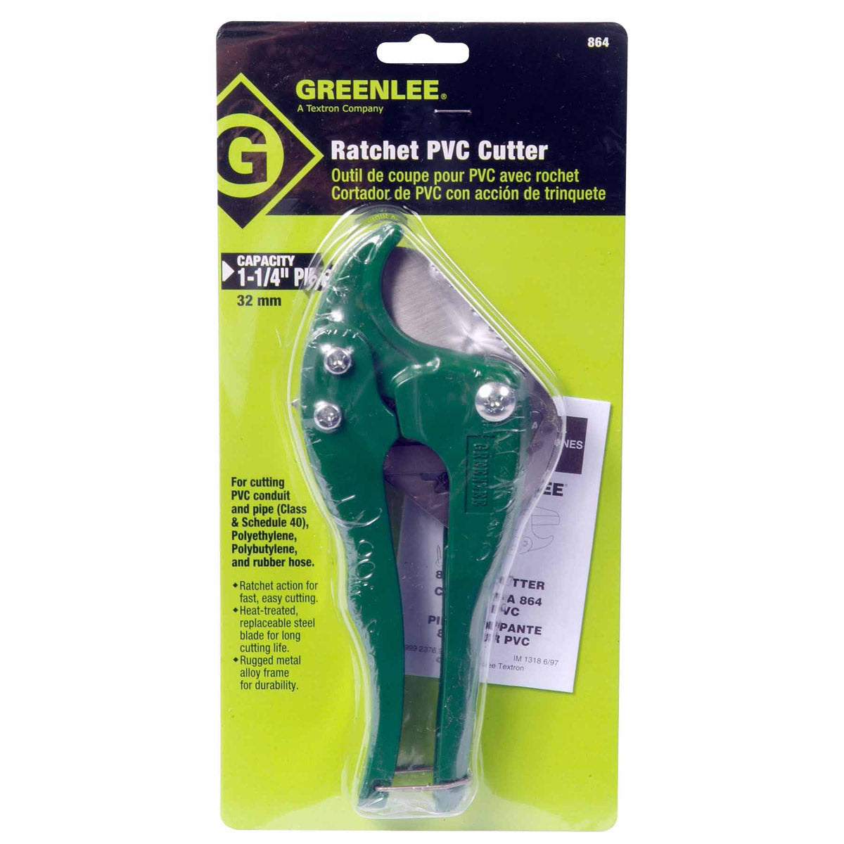 Greenlee 864 PVC Cutter for up to 1-1/4″ Sale