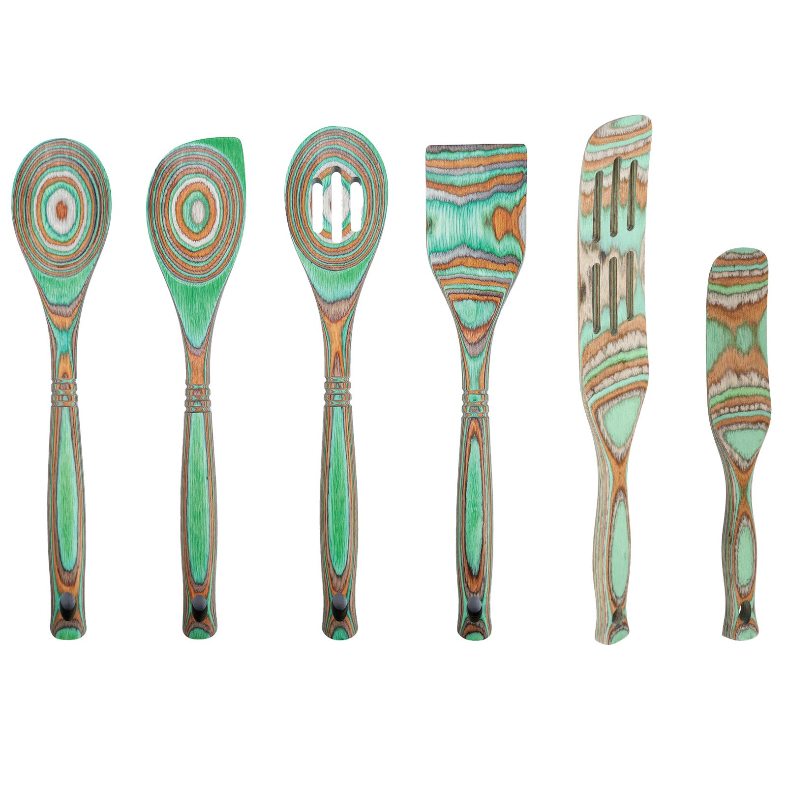 Island Bamboo Pakkawood 6 Piece Cooking and Serving Utensil Set, Spatula, Spoon, Spurtle Discount