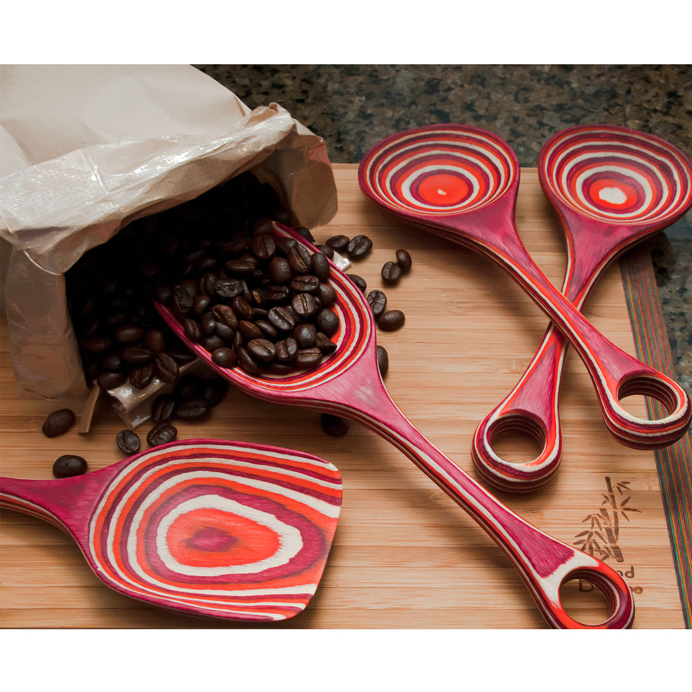 Island Bamboo 8-Inch Pakkawood Scoop Spoon, Red Hot on Sale