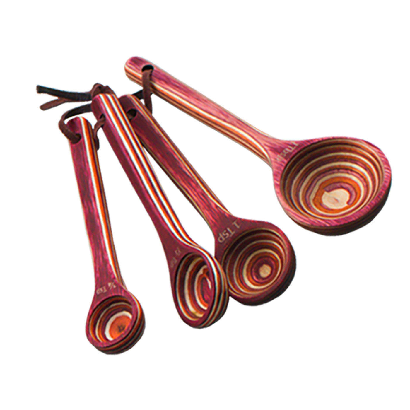 Island Bamboo 4 Piece Pakkawood Measuring Spoon Set, Red Online Sale