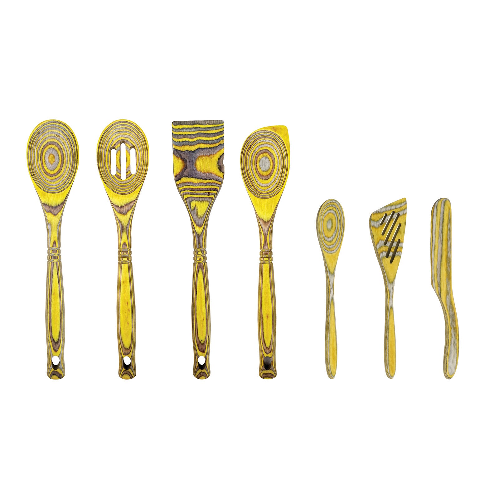 Island Bamboo Pakkawood 7 Piece Cooking and Serving Utensil Set, Spatula, Spoon, Spurtle Sale
