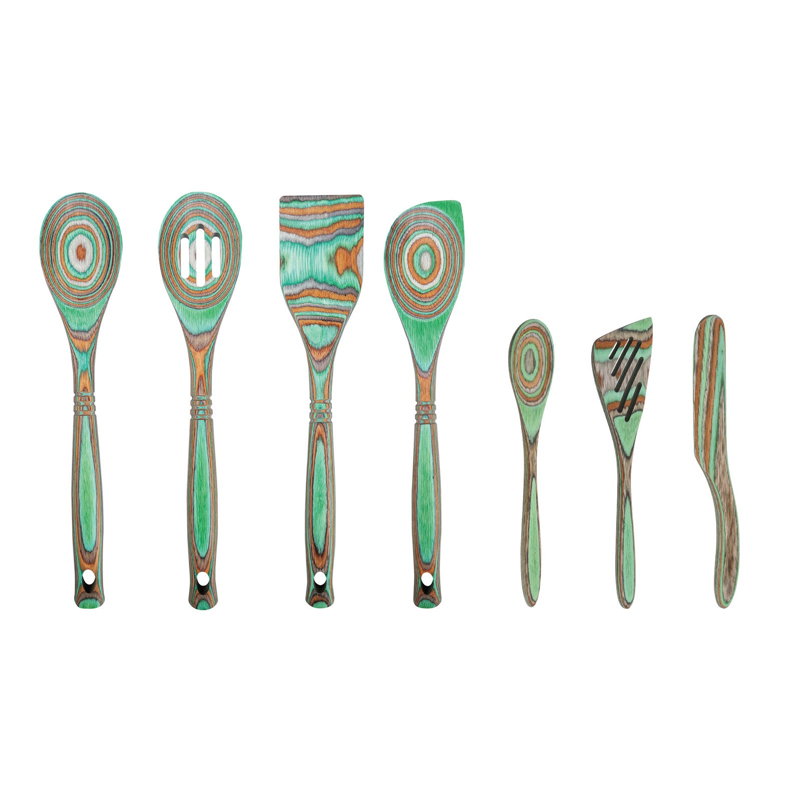 Island Bamboo Pakkawood 7 Piece Cooking and Serving Utensil Set, Spatula, Spoon, Spurtle Sale