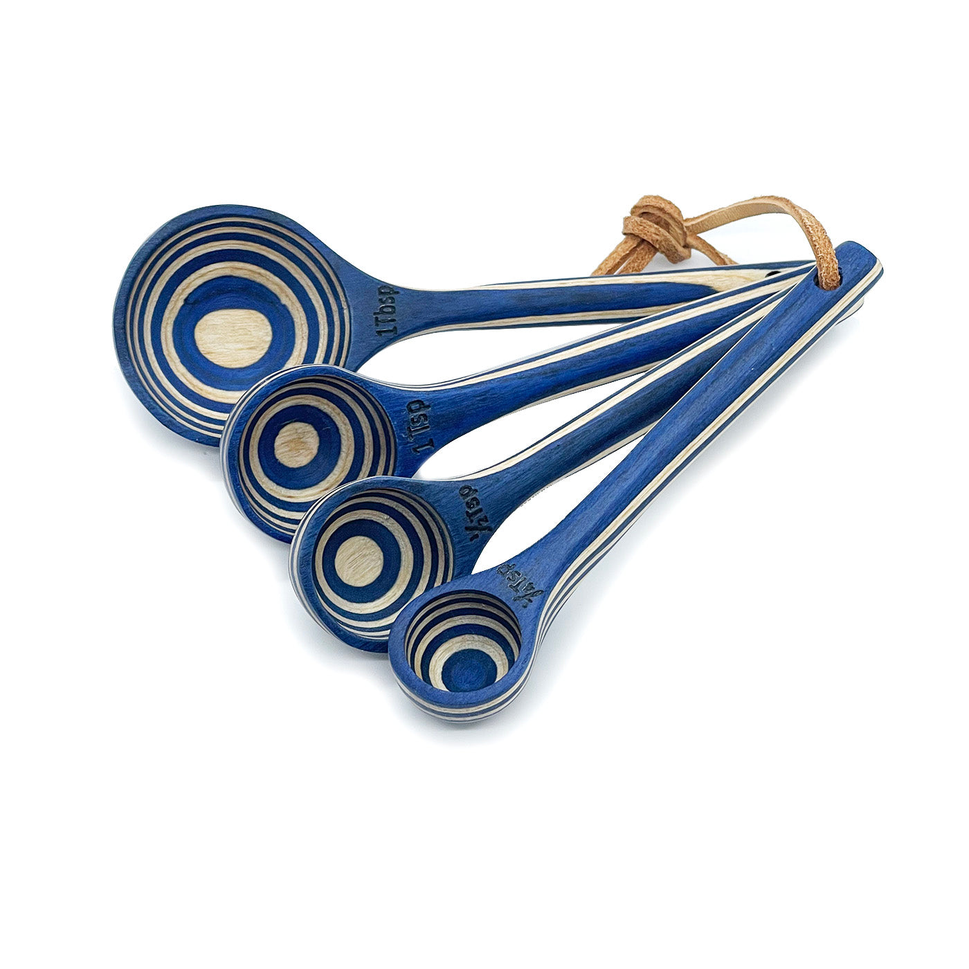 Island Bamboo 4 Piece Pakkawood Measuring Spoon Set, Blue Sale
