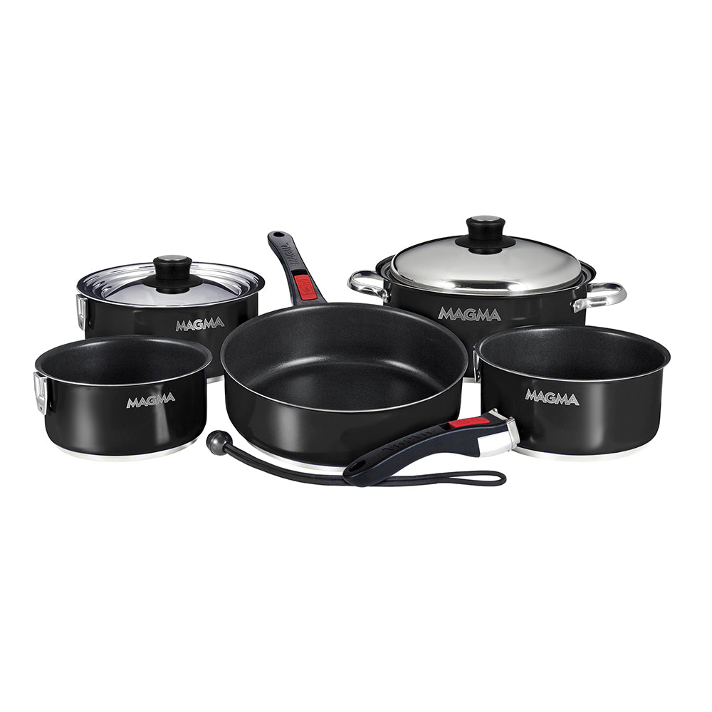 Magma Nestable 10 Piece Induction Non-Stick Enamel Finish Cookware Set – Jet Black [A10-366-JB-2-IN] Supply