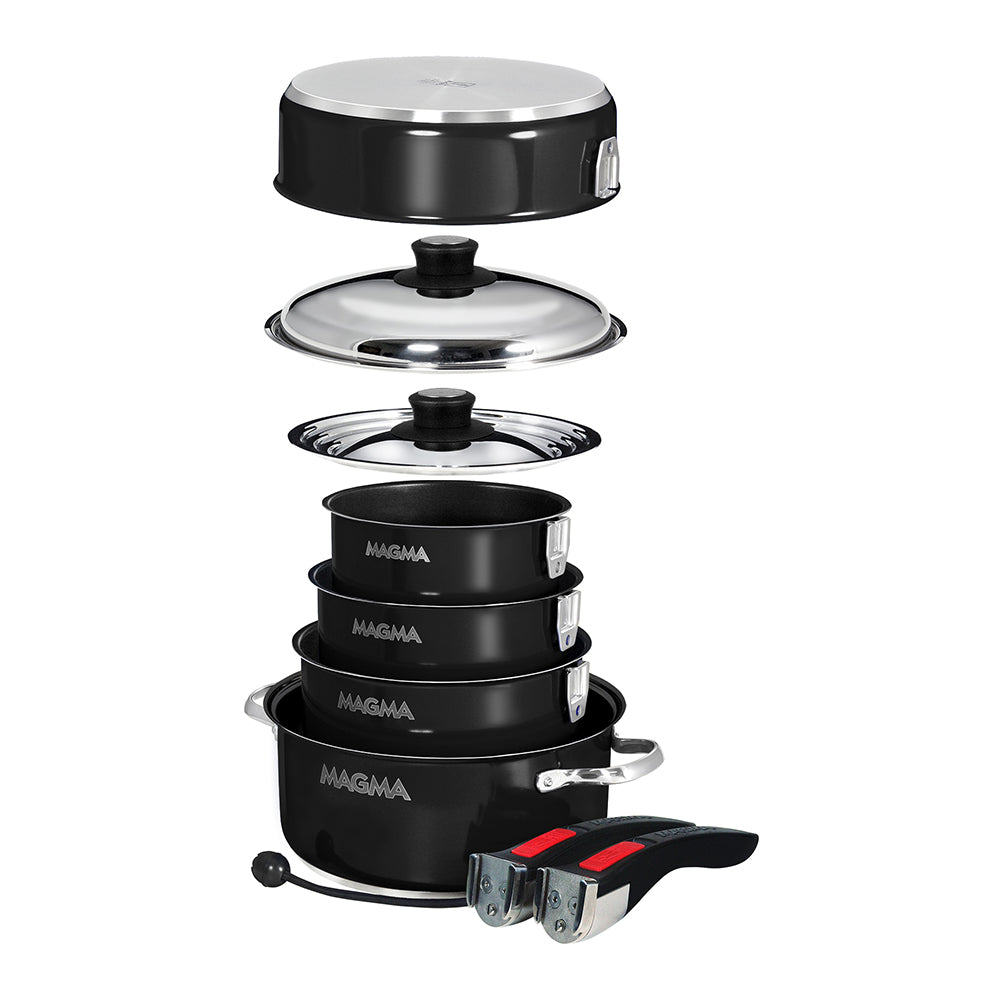 Magma Nestable 10 Piece Induction Non-Stick Enamel Finish Cookware Set – Jet Black [A10-366-JB-2-IN] Supply