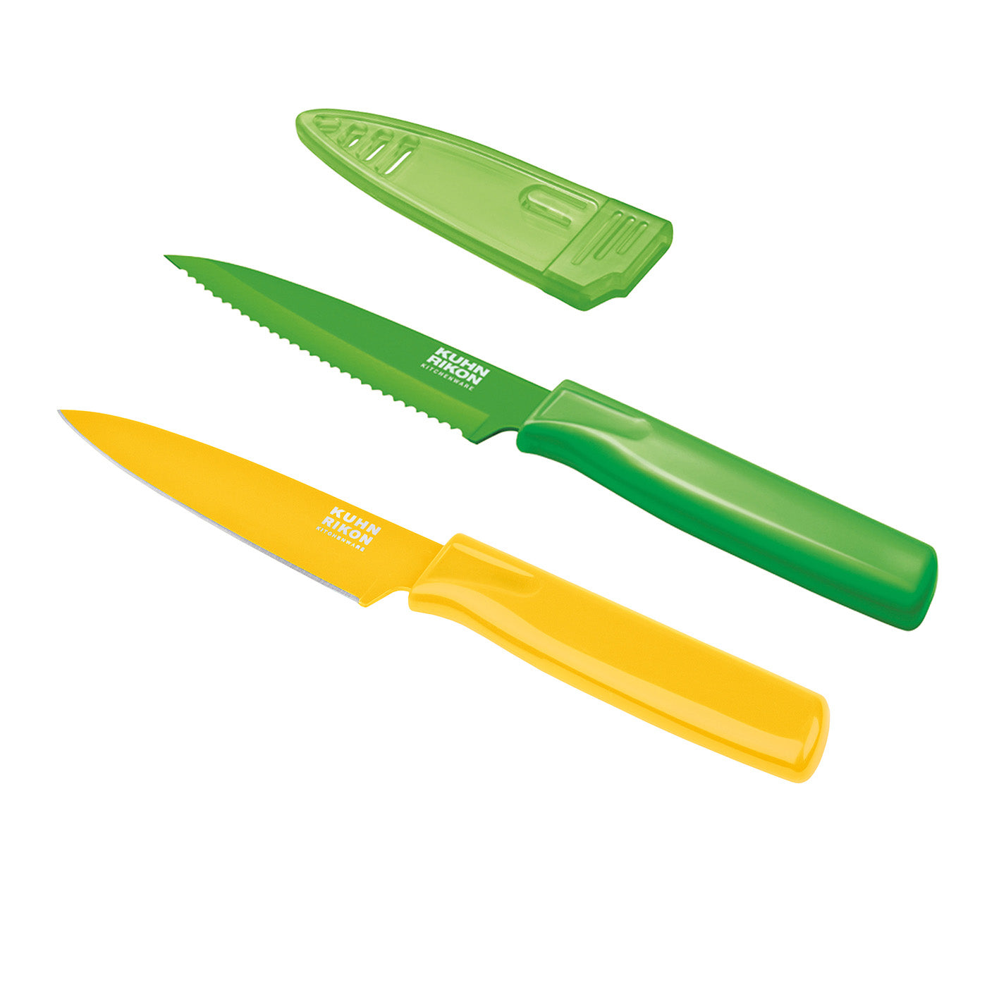 Kuhn Rikon Nonstick Colori Citrus 4-Inch Paring Knife Set, Green/Yellow Online now