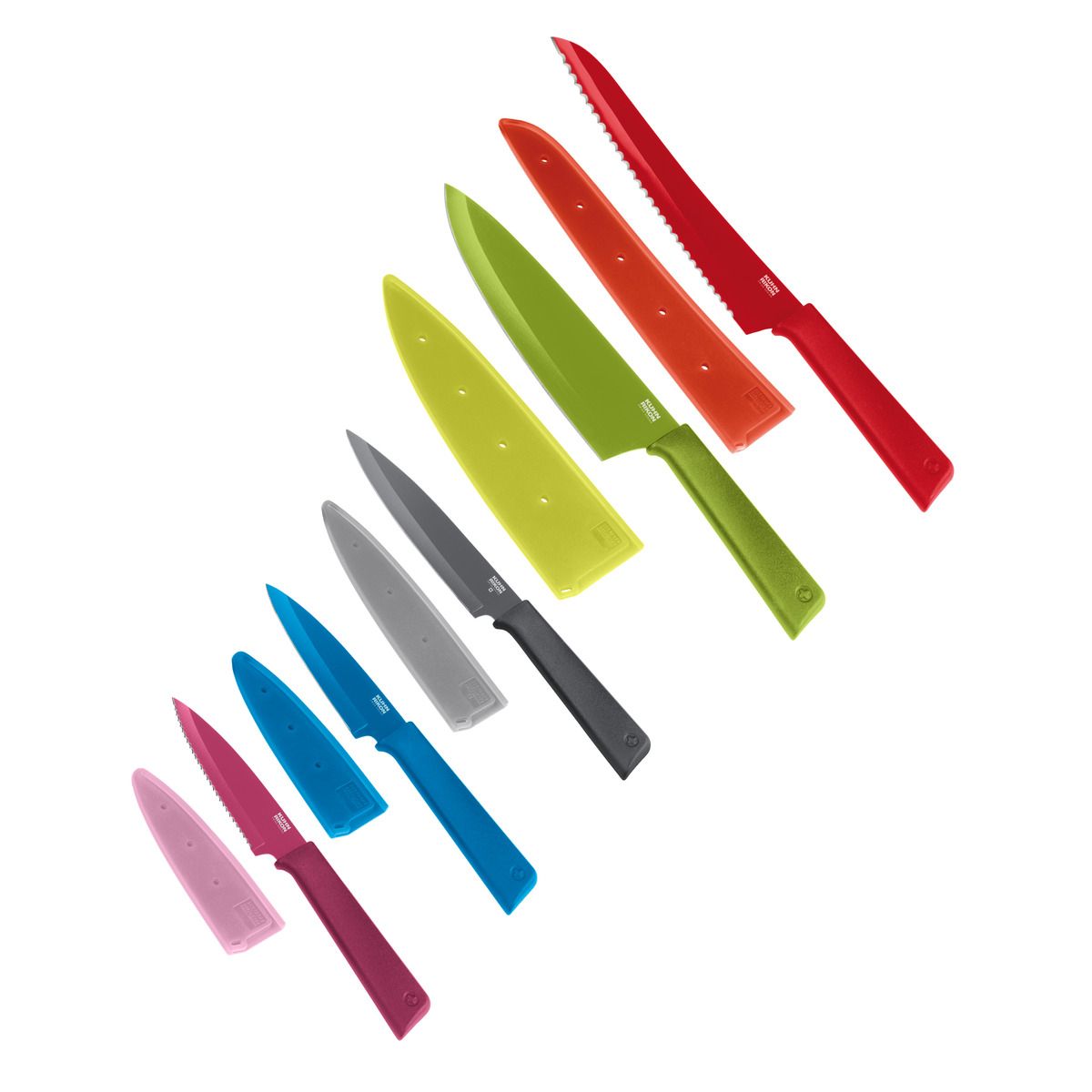 Kuhn Rikon COLORI+ Knife Set with Non-Stick Coating and Safety Sheaths, Set of 5 Discount