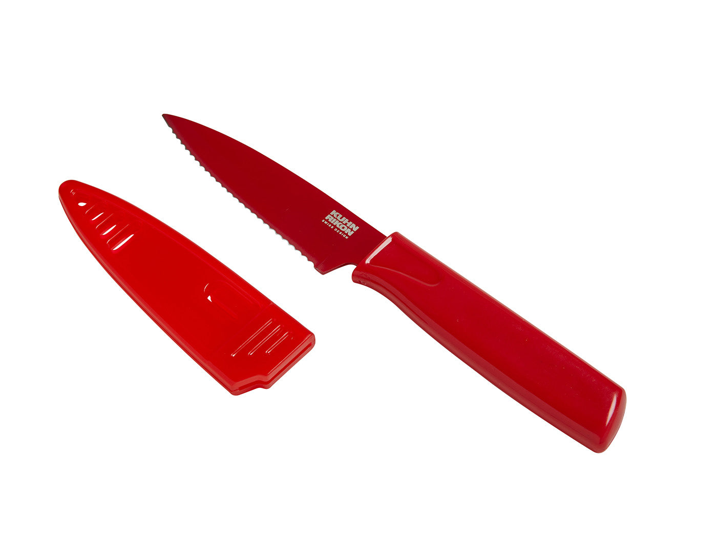 Kuhn Rikon Colori Non-Stick Serrated Paring Knife with Safety Sheath, 4 inch Discount