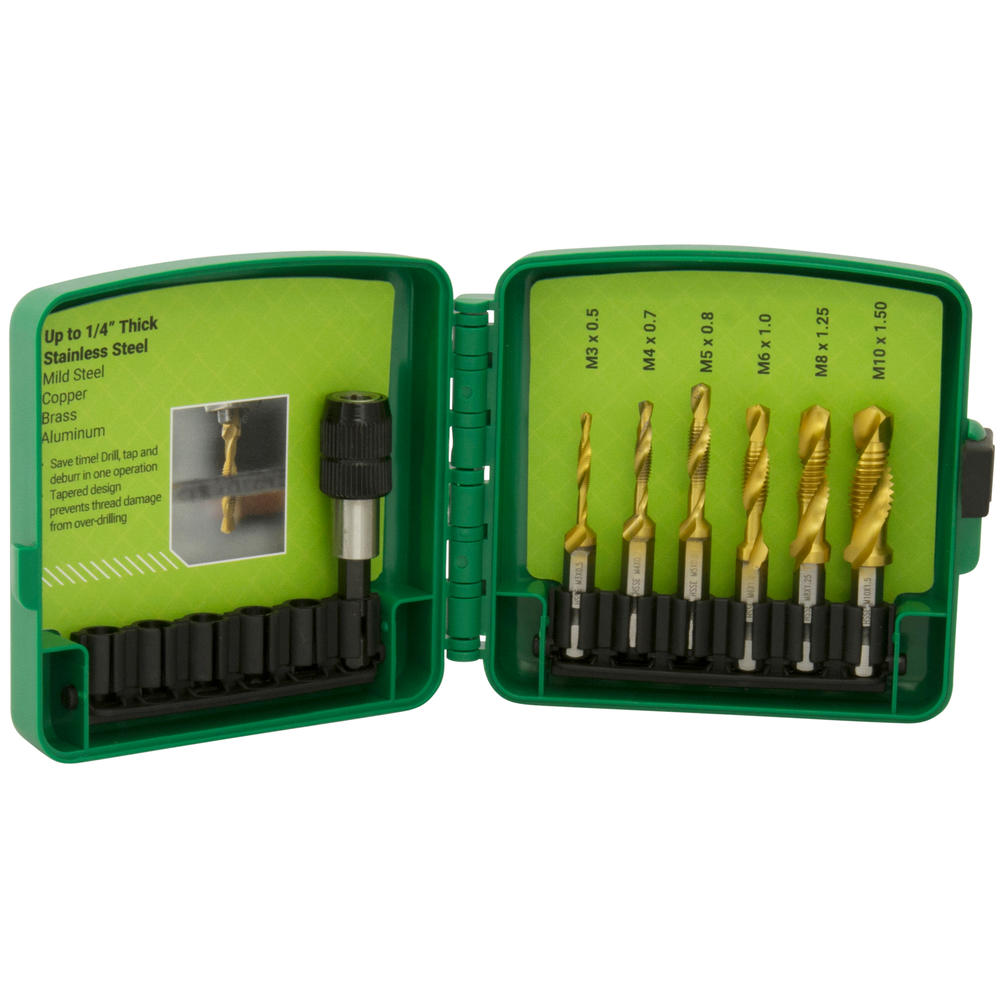 Greenlee DTAPSSKITM Metric Kit, 7-piece Drill/Tap Bit Kit with Quick-Change Adapter & Case Hot on Sale