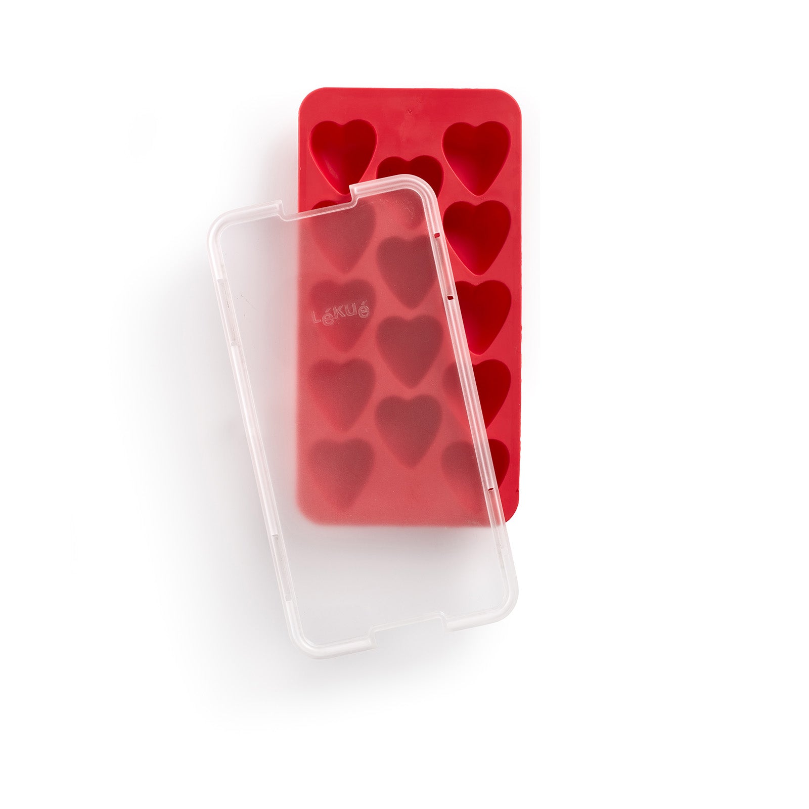 Lekue Heart Shapes Silicone Ice Cube Tray, Red Fashion