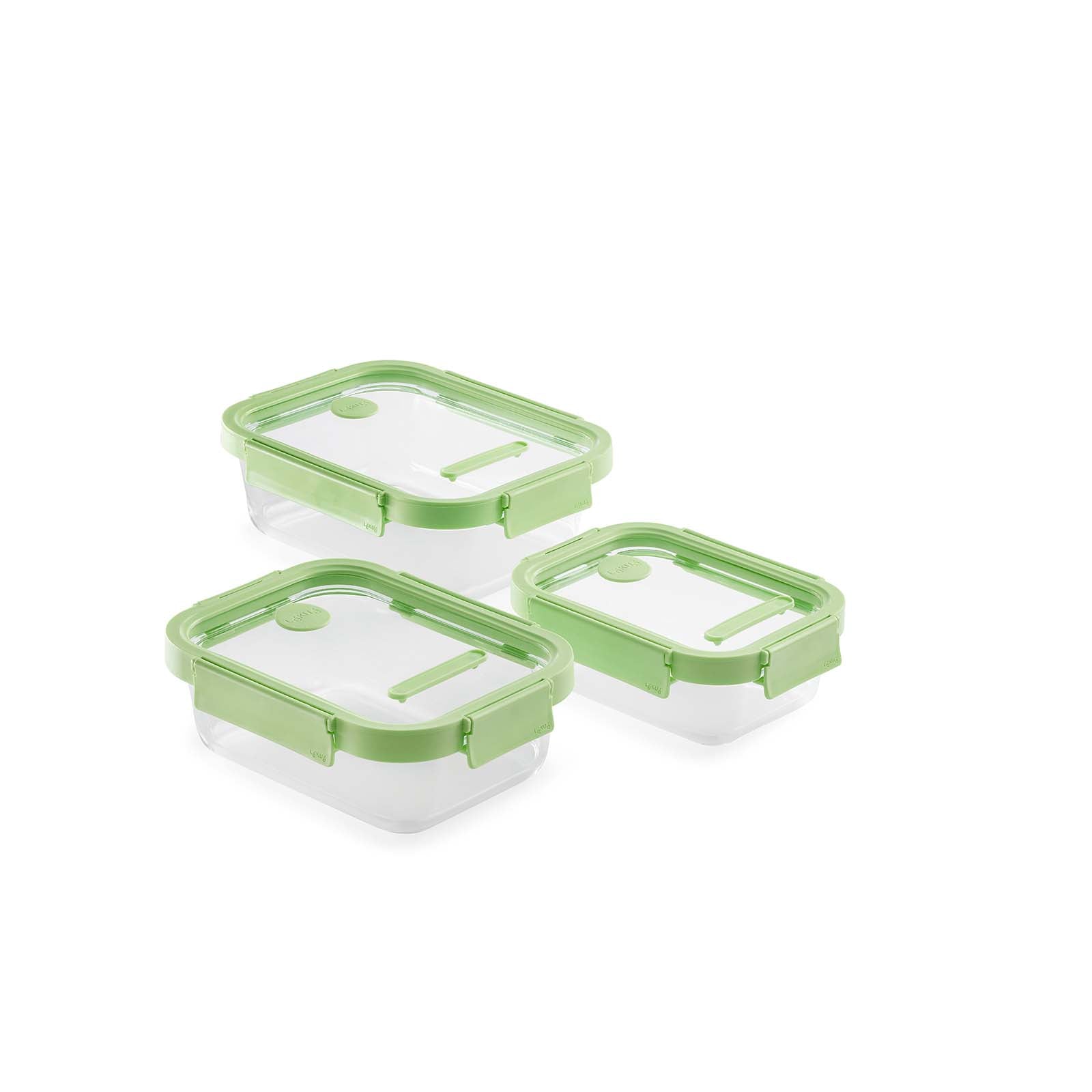 Lekue 100% Airtight Rectangular Glass Food Storage Container, Set of 3 Supply