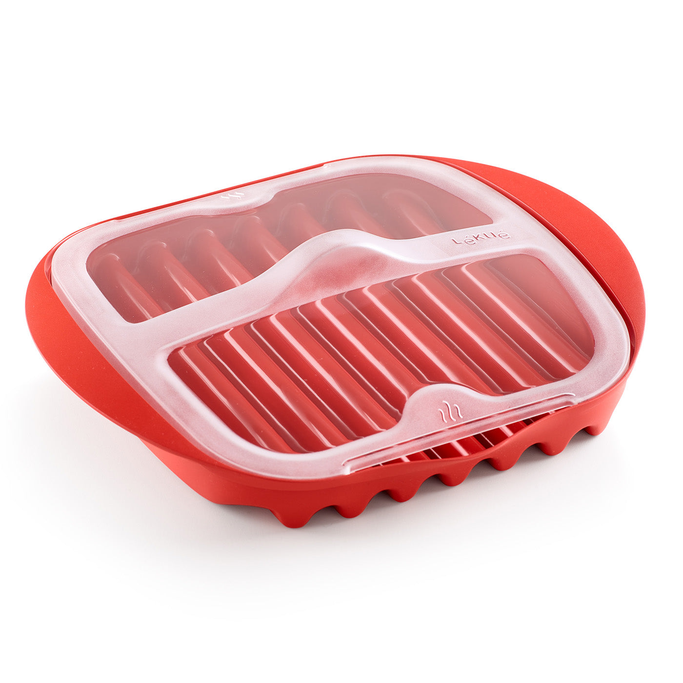 Lekue Microwave Bacon Maker & Cooker with Lid, Red Hot on Sale