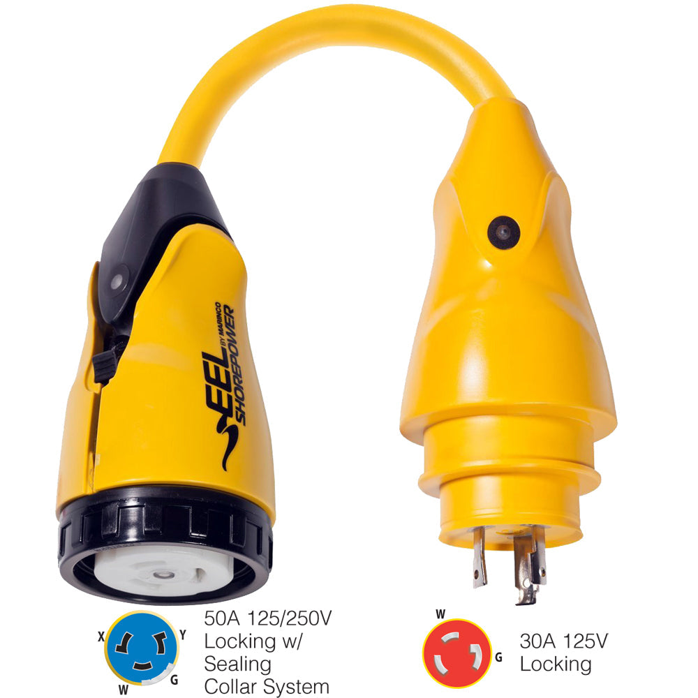 Marinco P30-504 EEL 50A-125/250V Female to 30A-125V Male Pigtail Adapter – Yellow [P30-504] Discount