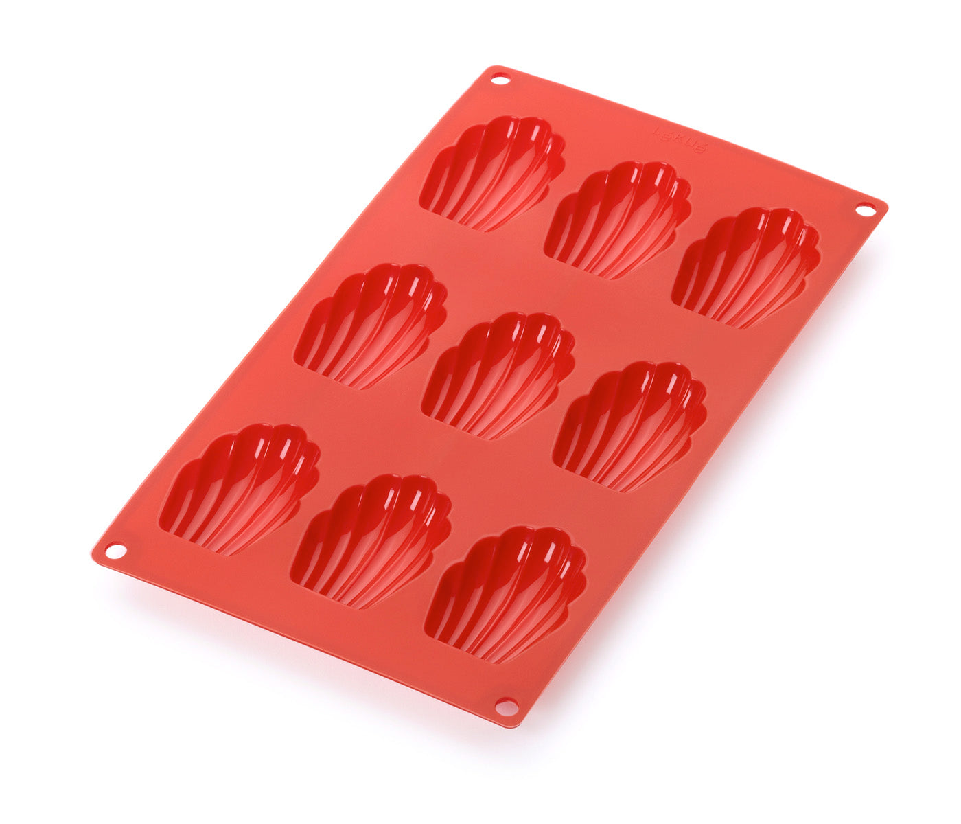 Lekue Silicone 9 Cavity Madeleine Baking Mold, Red Hot on Sale