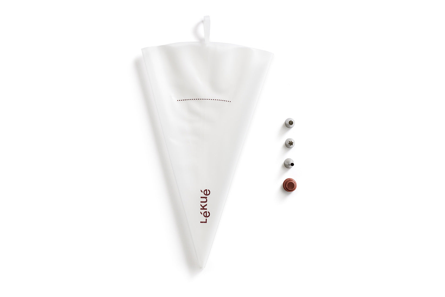 Lekue Reusable Piping Bag Set with 3 Tips, Silicone and Stainless Steel, White Hot on Sale
