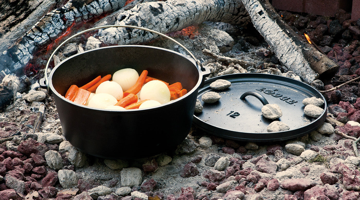 Lodge 12 Inch / 8 Quart Cast Iron Deep Camp Dutch Oven on Sale