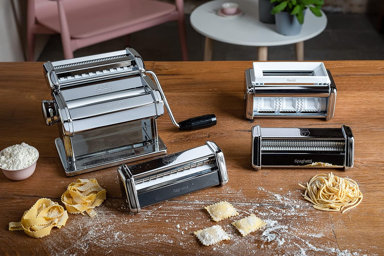 Marcato Atlas 4-Piece Set Pasta Set, Includes Atlas 150, Ravioli, Spaghetti, Reginette Online Hot Sale