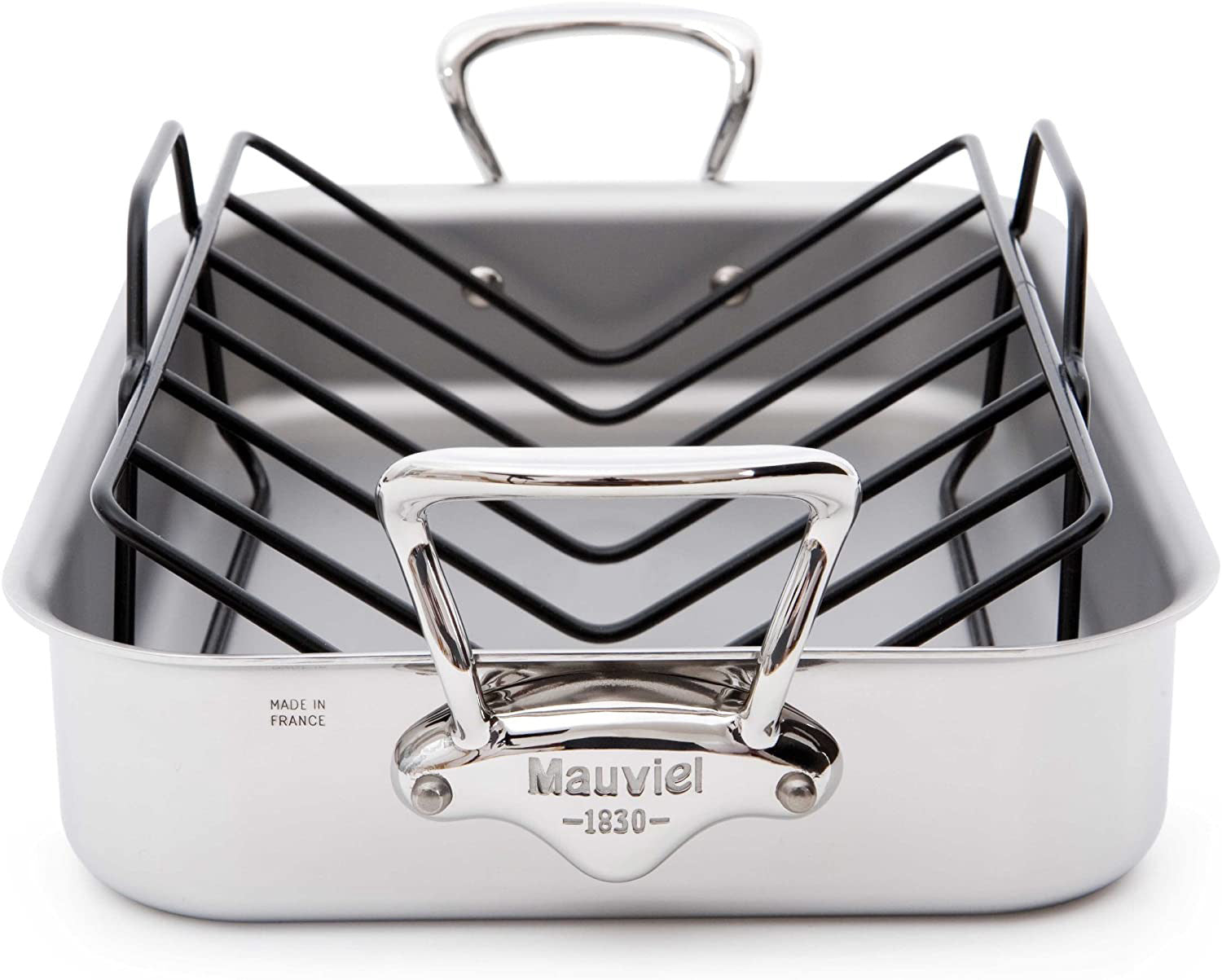 Mauviel M’Cook Stainless Steel Roasting Pan With Rack, 13.5 X 9.8 Inch Supply