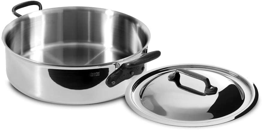 Mauviel M’Cook Ci Stainless Steel Rondeau With Lid, 11 Inch on Sale