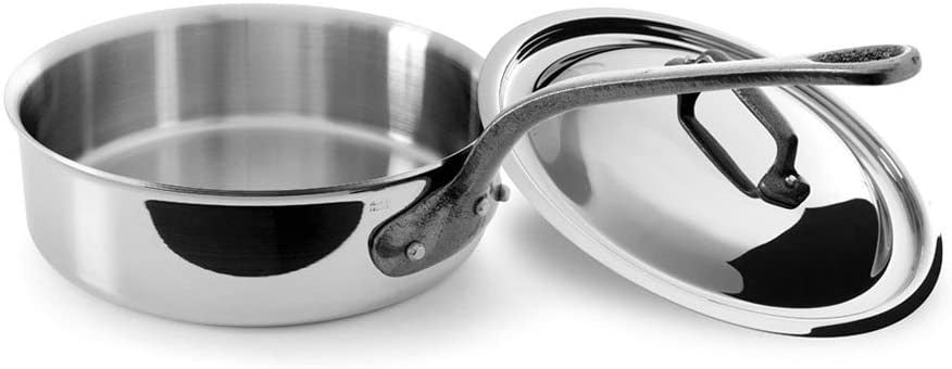 Mauviel M’Cook Ci Stainless Steel Saute Pan With Lid, 7.8 Inch Hot on Sale