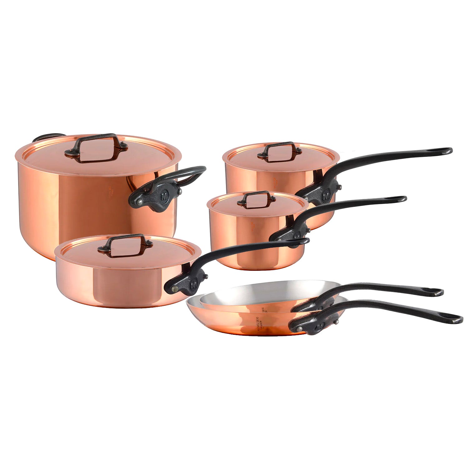 Mauviel M’Heritage M’150c 10 Piece Copper Cookware Set With Cast Iron Handles Online now