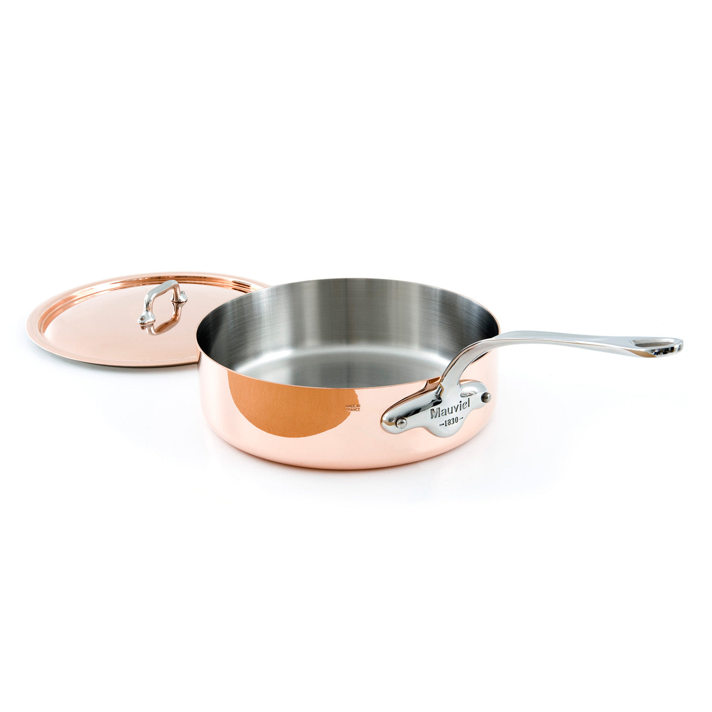 Mauviel M’Heritage M’150s 3.2 qt. Saute Pan & Lid Cast Stainless Handle Hot on Sale
