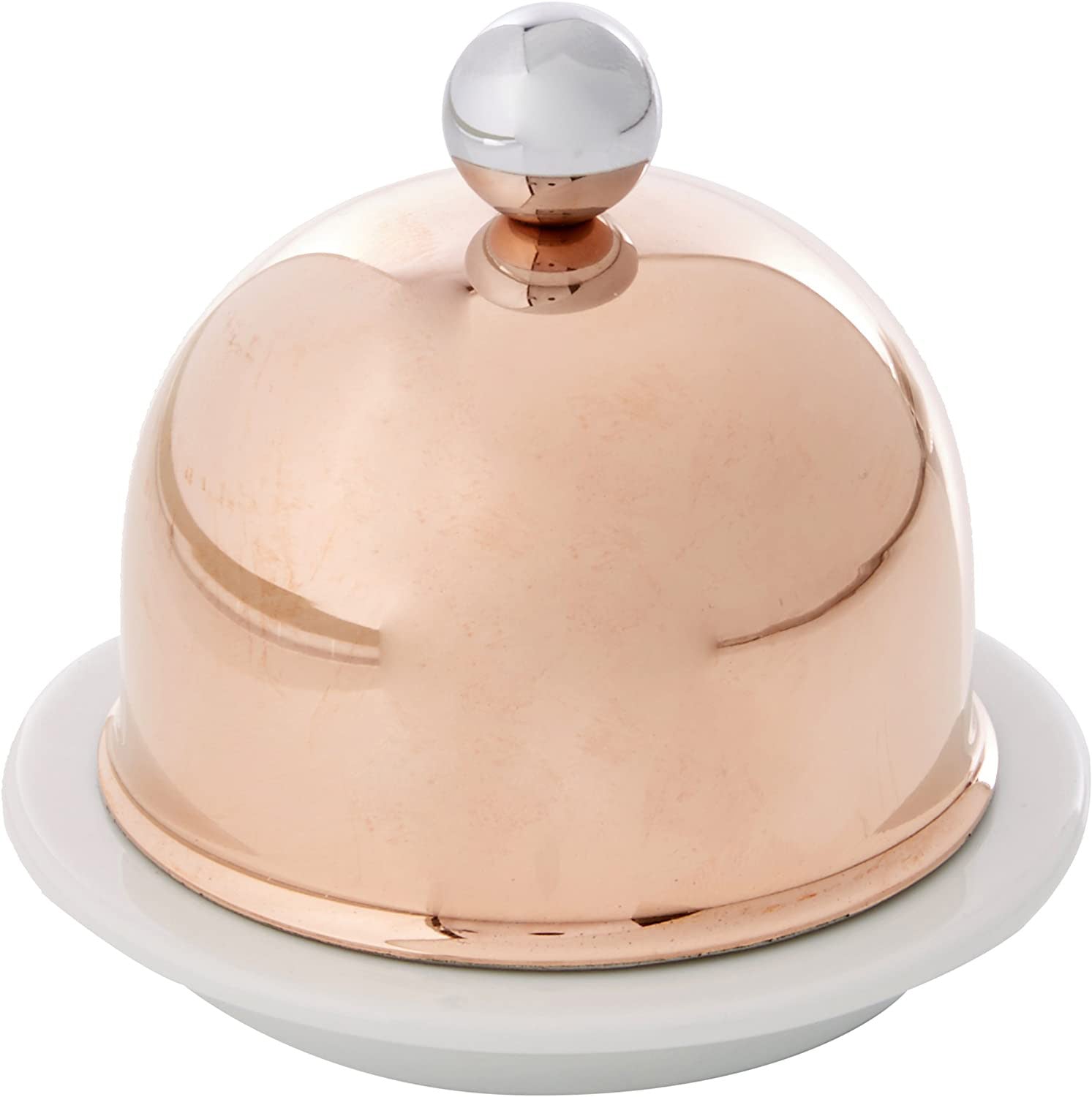 Mauviel M’Minis Porcelain Butter Dish with Copper Lid, 3.5 Inch Hot on Sale