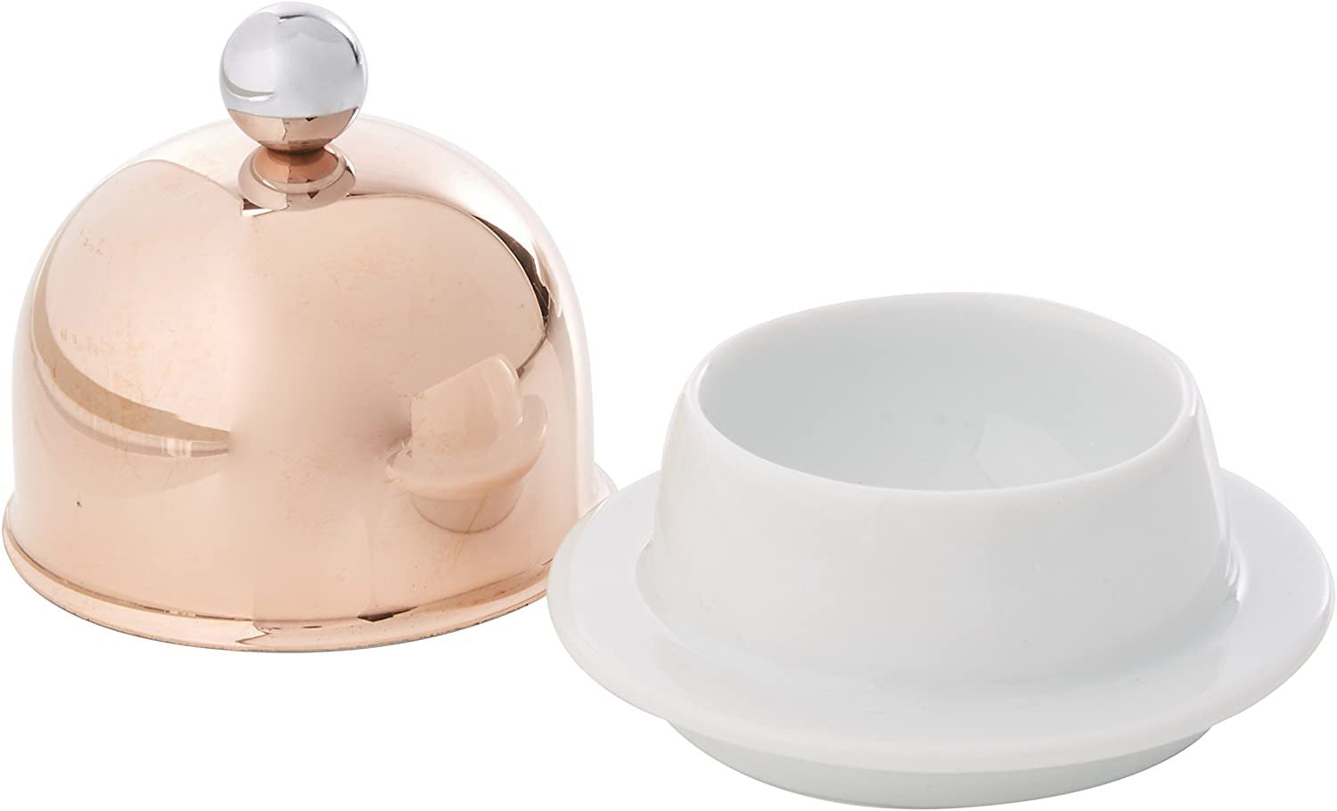 Mauviel M’Minis Porcelain Butter Dish with Copper Lid, 3.5 Inch Hot on Sale