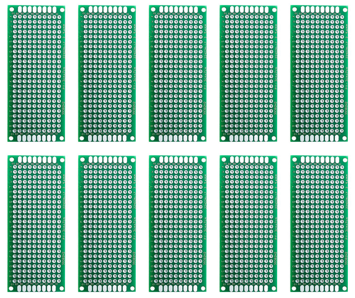 10 Pack Double Sided PCB Prototype Board, 3 x 7 cm with 240 holes Hot on Sale