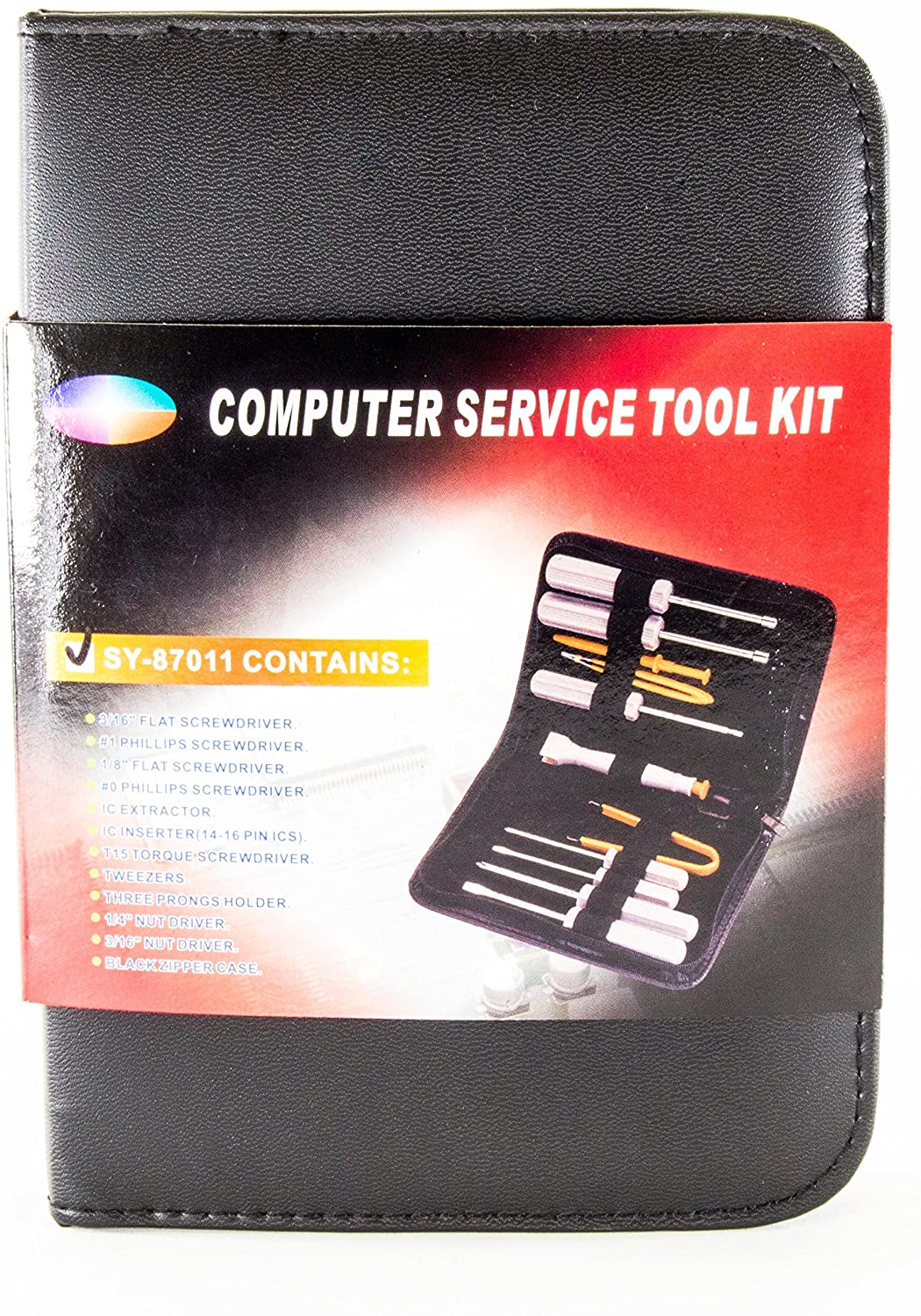 12 Piece Computer and Electronics Toolkit with Flat, 0 / #1 Phillips, and T15 Screwdrivers, Nut Drivers, IC Extractor, IC inserter, and Tweezers (Model CTK2) Fashion