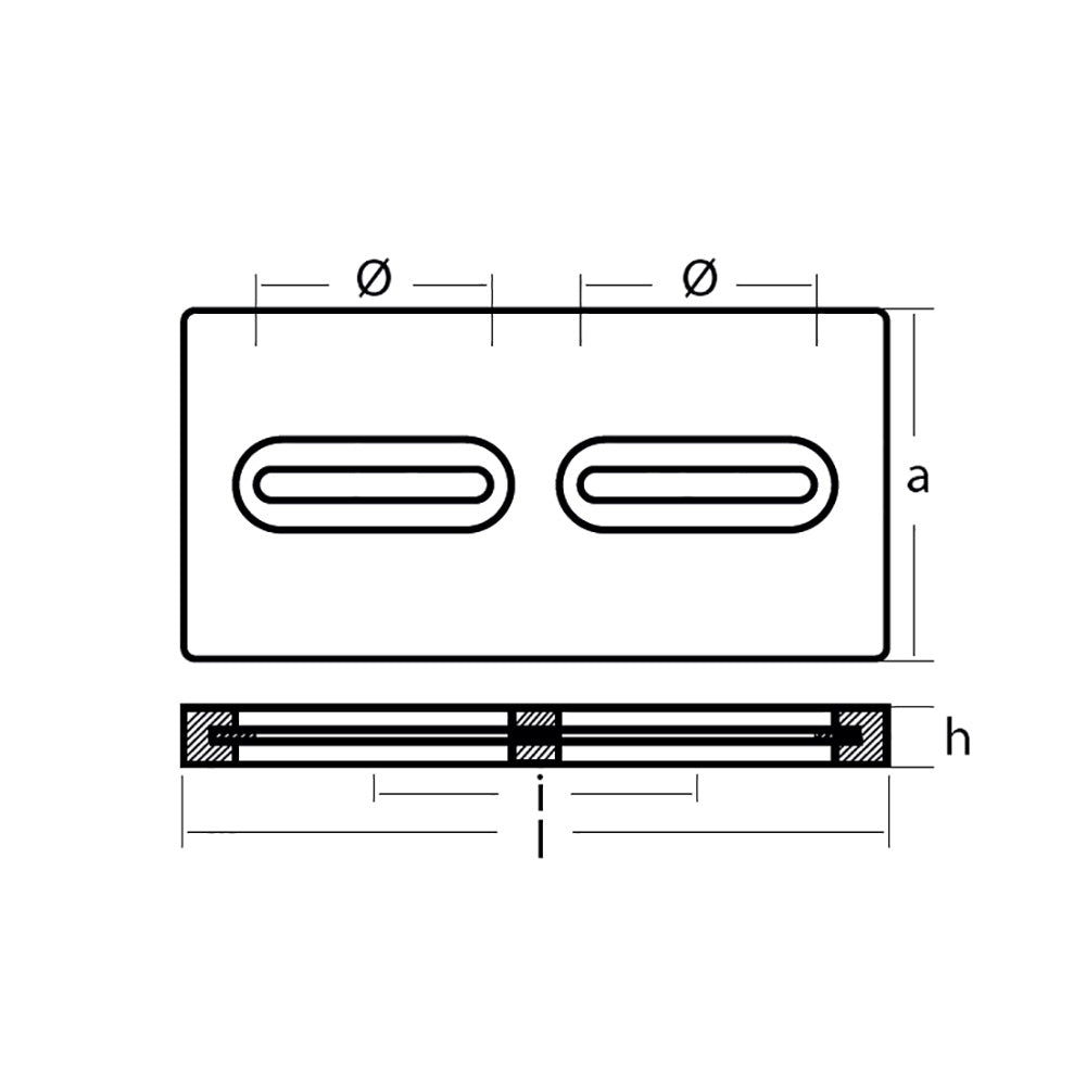 Tecnoseal Rectangular Zinc Plate Anode w/Inserts – 12″ x 6″ x 1″ [TEC-DIVERSD] Online now
