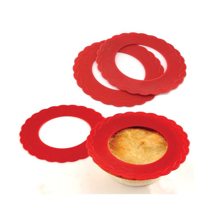 Norpro 6-Inch Silicone Mini Pie Pan Shields, Set of 4, Red Online now
