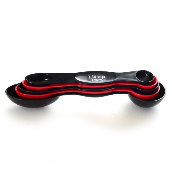 Norpro 5 Piece Nesting Magnetic Measuring Spoon Set 1/4 tsp to 1 tbsp, Red/Black Online now