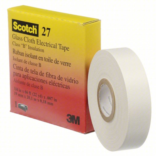3M Glass Cloth Electrical Tape 27-1/2 x 66′, White, Rubber Thermosetting Adhesive, 1/2 in x 66 ft (13 mm x 20,1 m) Online Hot Sale