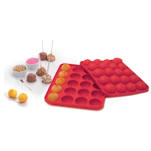 Norpro Silicone Cake Pop Pan with 20 Reusable Sticks, Red on Sale