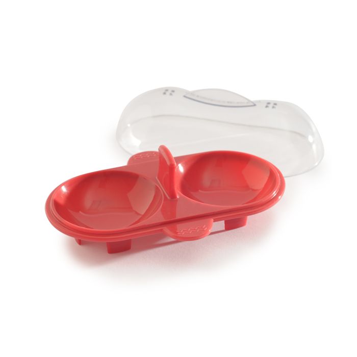 Norpro Silicone Microwave Double Egg Poacher with Lid, Red on Sale