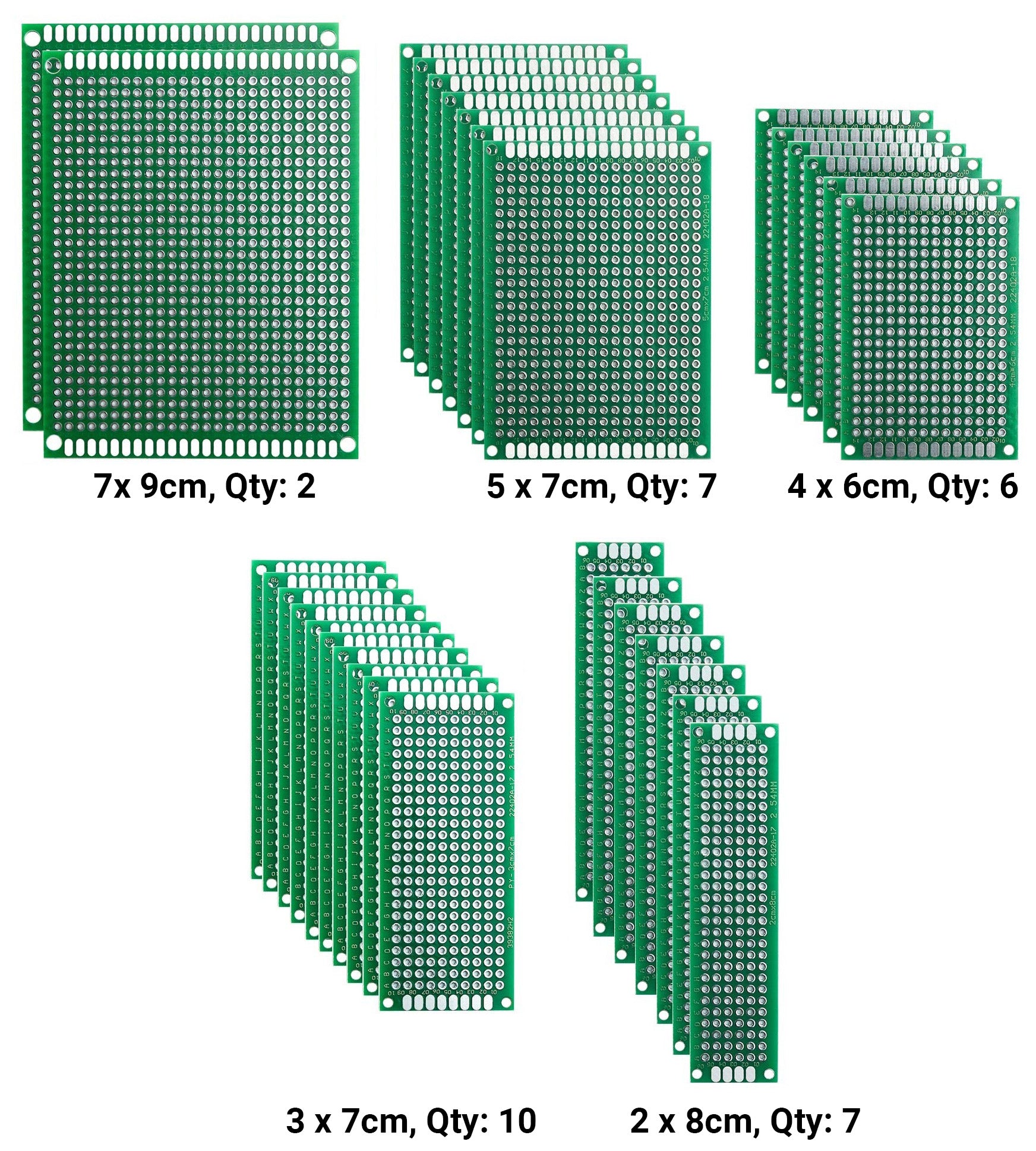 32Pcs Double Sided Breadboards for Arduino kits, Electronic Experiments and DIY projects, 5 Different Sizes, 7×9/5×7/4×6/3×7/2×8 cms Online Hot Sale