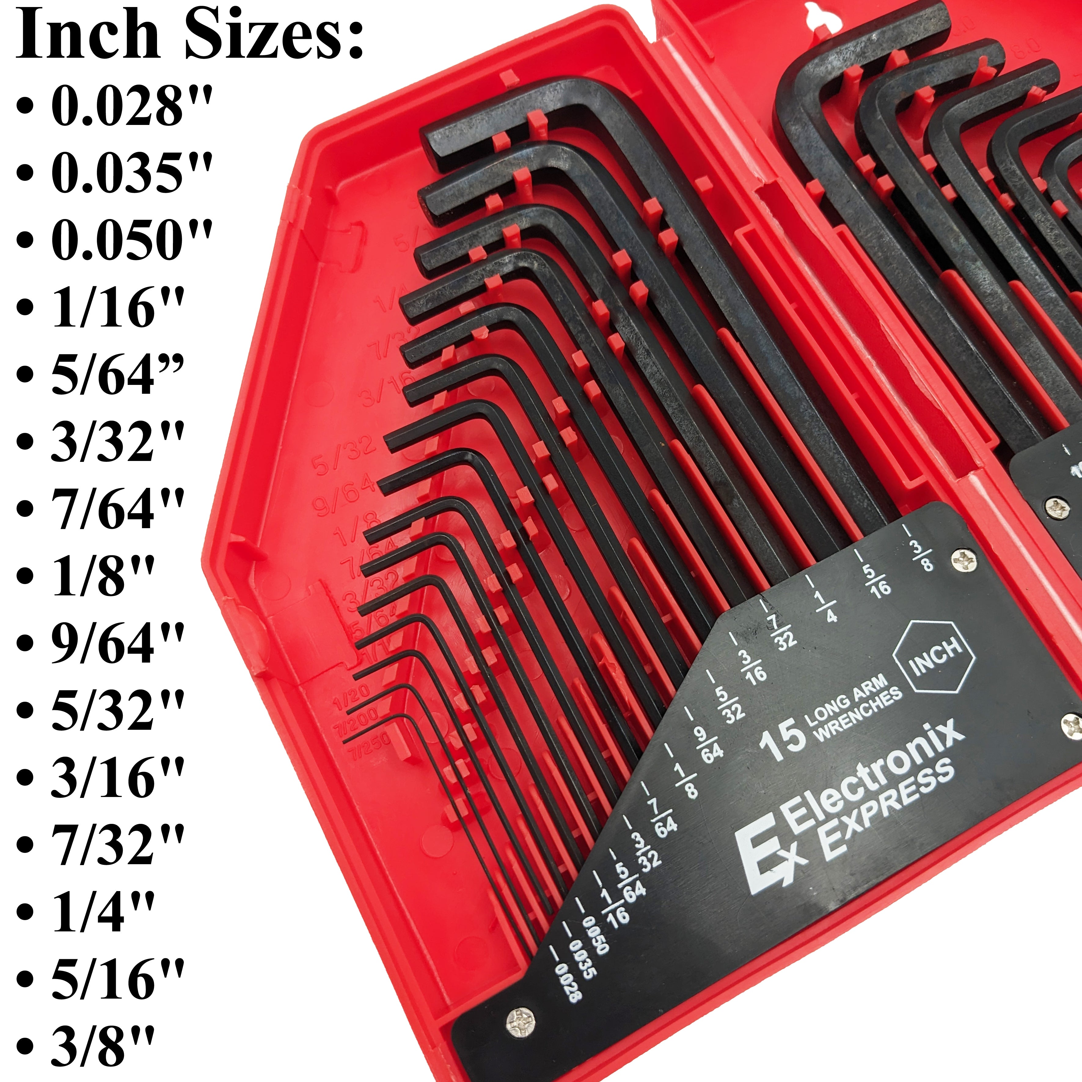30 Piece Hex Wrench Set, Popular Inches and Metric Sizes with Red Storage Case Online Sale