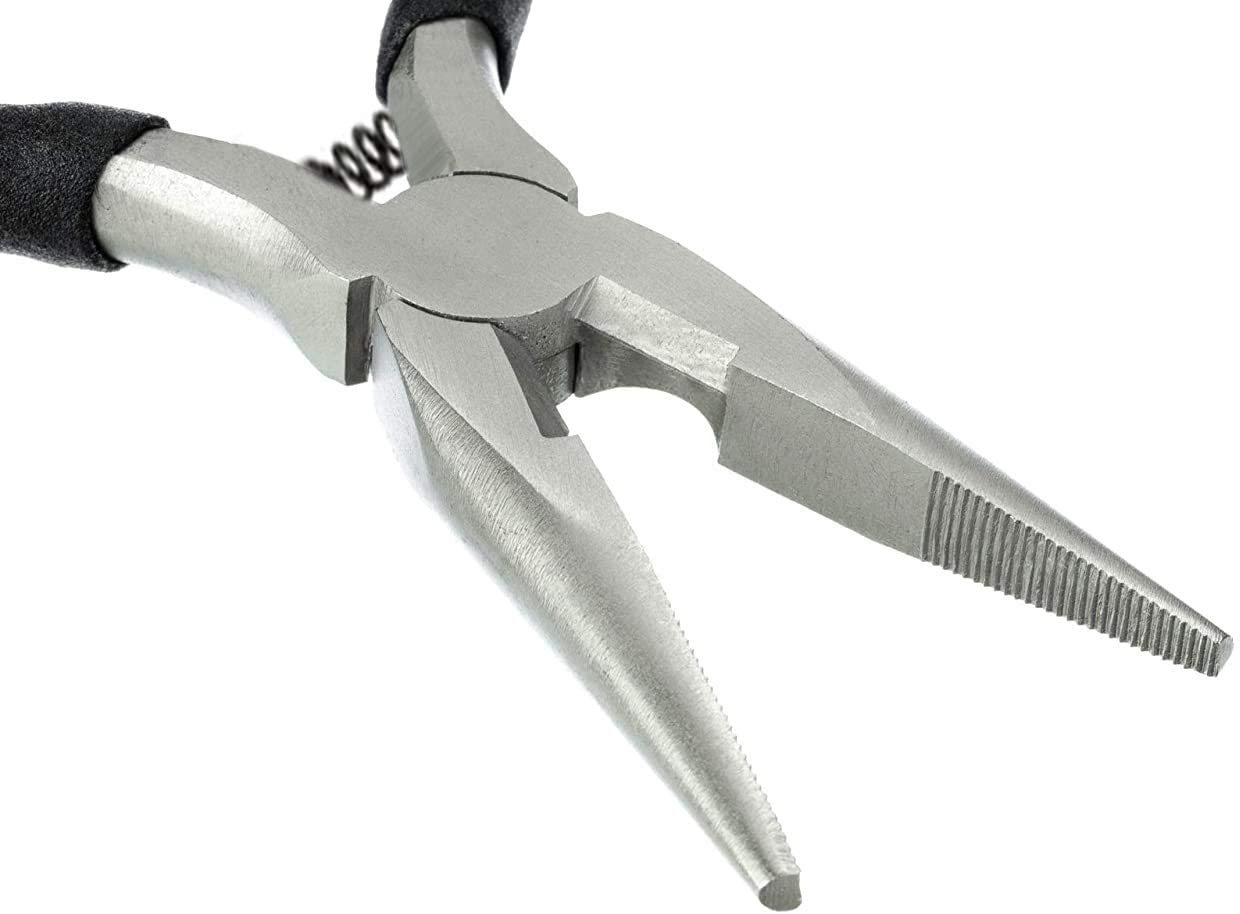 5 Inch Mini Long Nose Pliers (Serrated Jaws) with Side Cutter and Comfort Grip Handles by RSR Fashion