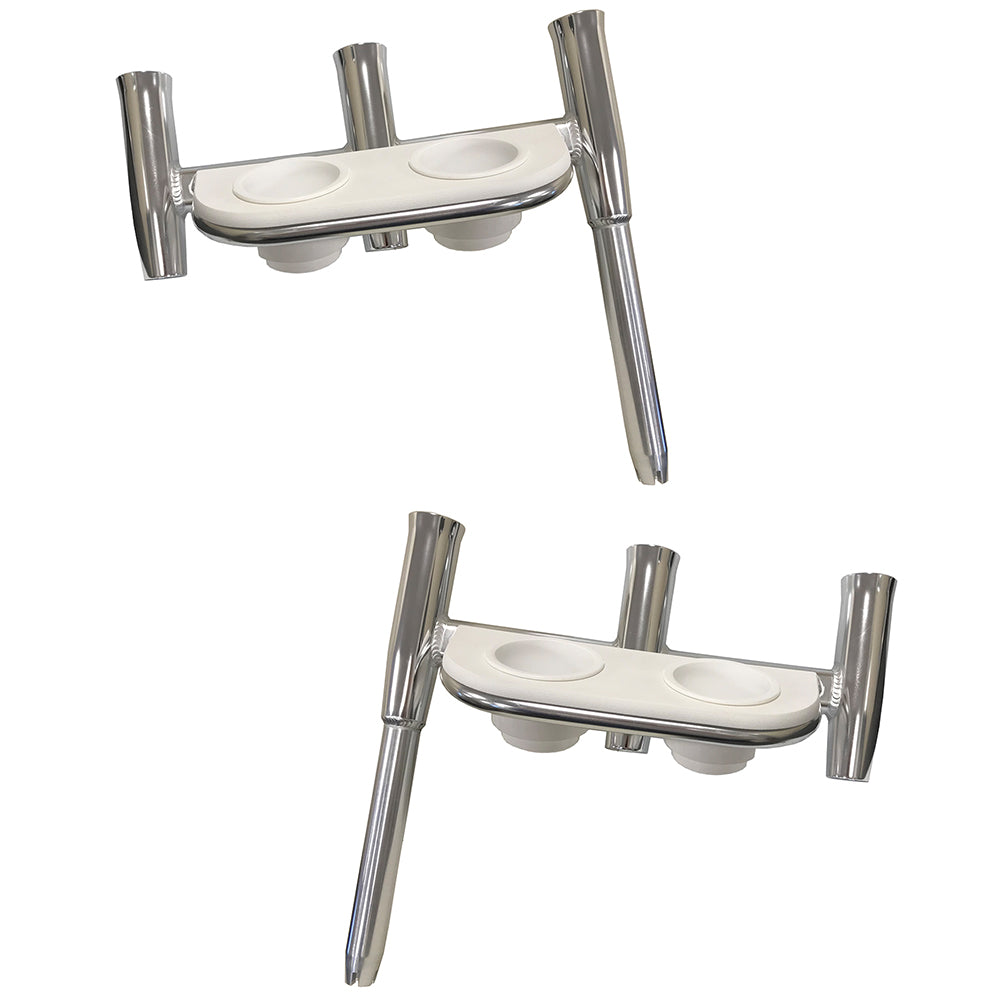 Tigress Offset Triple Rod Holder w/Cup Holders – Port Side  Starboard Side – Polished Aluminum [88148PS-KIT] Discount
