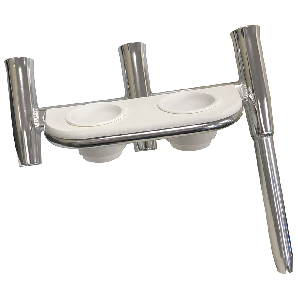 Tigress Offset Triple Rod Holder w/Cup Holders – Port Side – Polished Aluminum [88148] Fashion