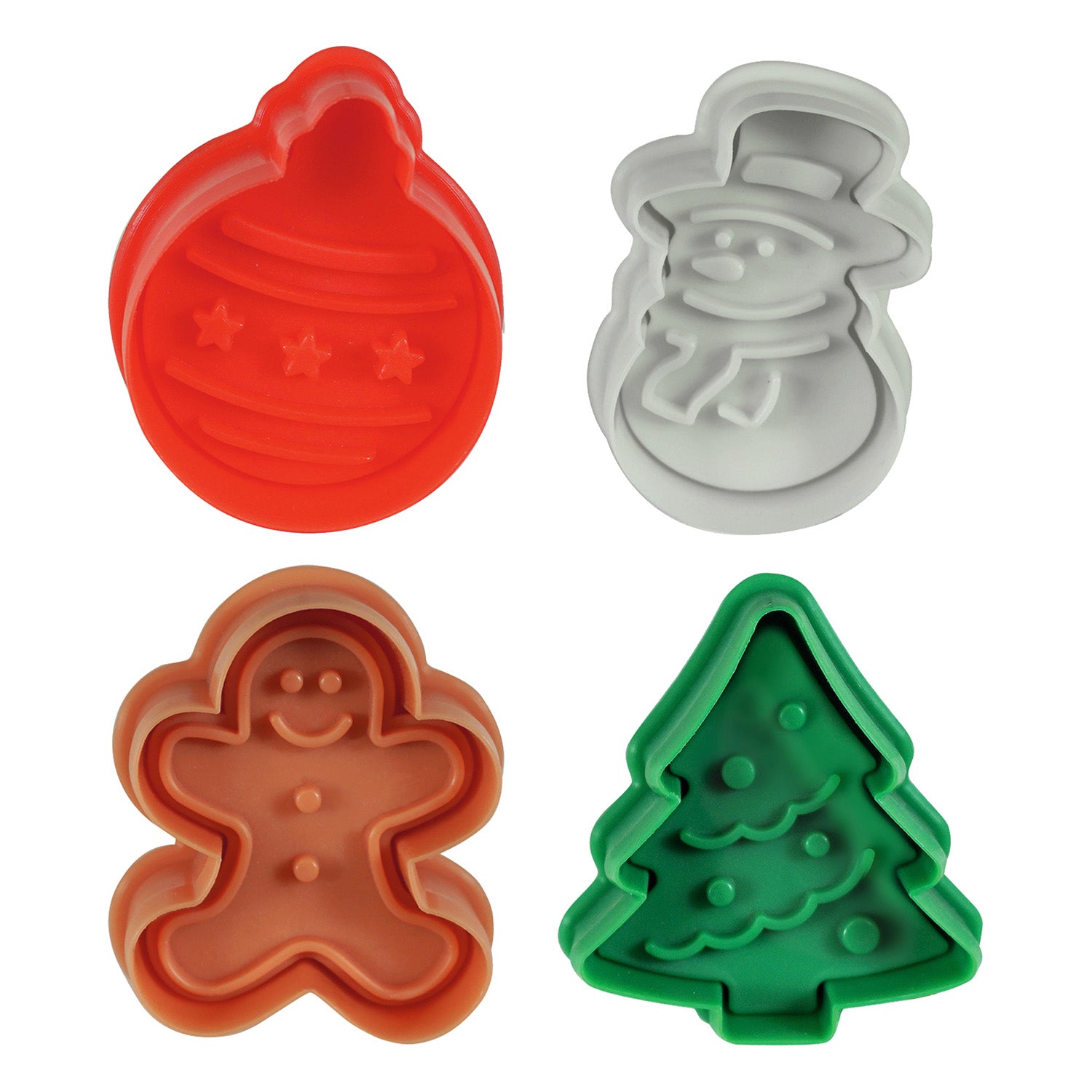 R&M International 4 Piece Christmas Cookie Stamper Set, 2-Inch Supply