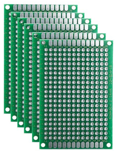 6 Pack Double Sided PCB Prototype Board, 4 x 6 cm with 280 holes Online now